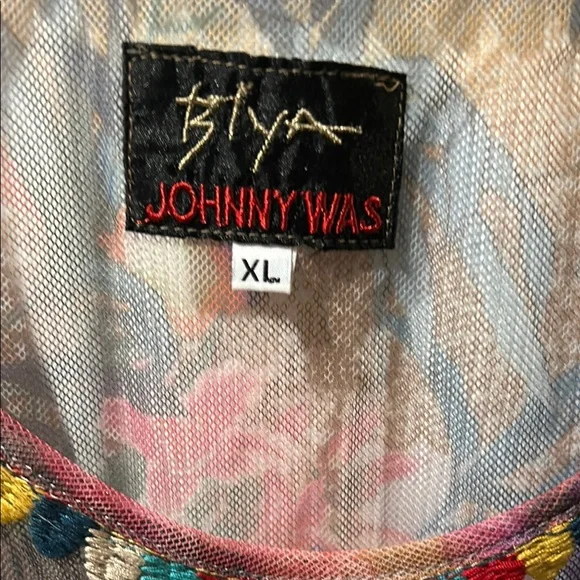 Johnny Was Colorful Embroidered Mesh Sleeveless Dress NO SLIP INCLUDED SZ XL - Picture 3 of 5